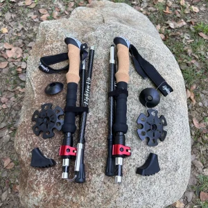 2 PCS 5-Section Outdoor Foldable Trekking Pole Cane